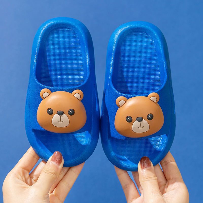 Zapatillas infantiles de dibujos animados para niñas oso baño antideslizante suave fondo integrado interior hogar niños verano zapatillas frescas