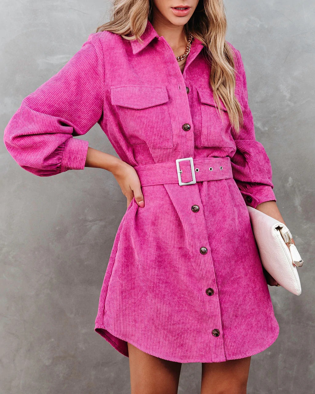 Corduroy Dress in Pink