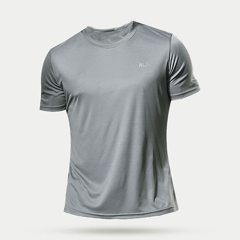 Venta caliente transfronteriza maratón seda de hielo correr camiseta de secado rápido transpirable hombres y mujeres sueltos deportes camisetas de manga corta fitness verano