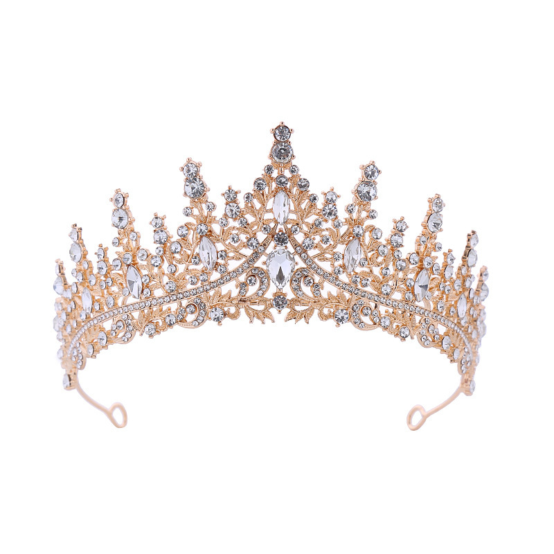 Estilo europeo transfronterizo nupcial corona de aleación accesorios para el cabello boda rhinestone diadema electrochapado cumpleaños corona cena boda tocado