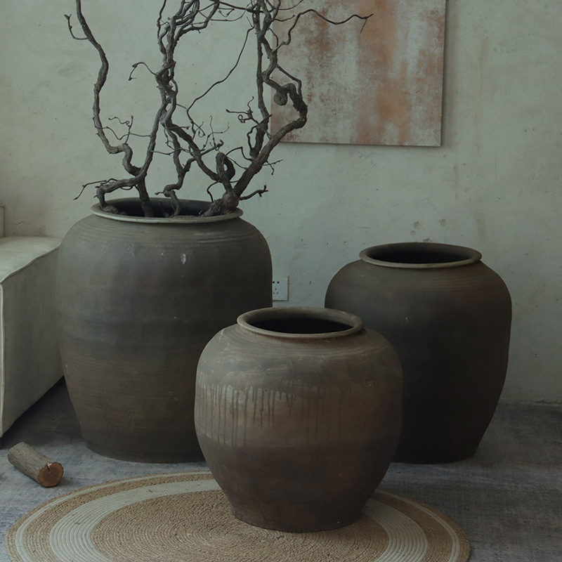 Rough Pottery Floor-Standing Large Jar Bottle Wabi-Sabi Style Retro Pottery Jar Handmade Clay Jar B&B Restaurant Landscaping Decoration Jar Rough Pottery Floor-Standing Large Jar Bottle Wabi-Sabi Style Retro Pottery Jar Handmade Clay Jar B&B Restaurant Landscaping Decoration Jar