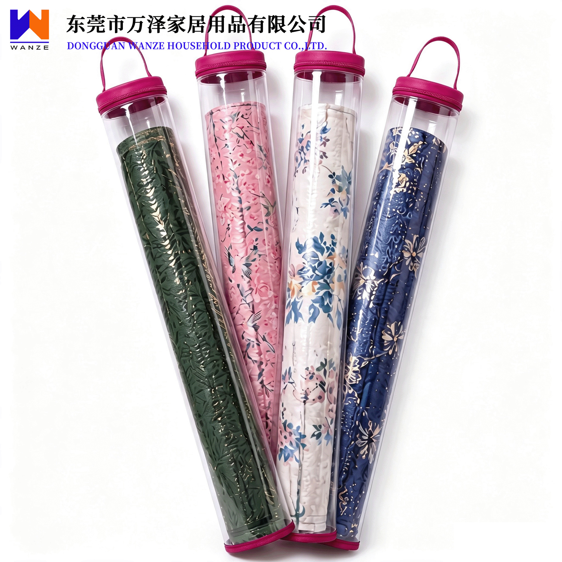 Mahjong mat storage bag in rose red PVC, cylindrical, zippered, creatively reinforced, portable storage bag for Guandan tablecloth