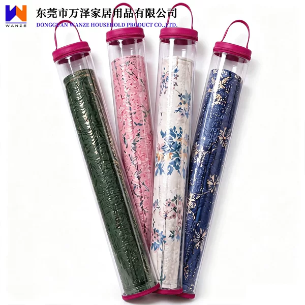 Mahjong mat storage bag in rose red PVC, cylindrical, zippered, creatively reinforced, portable storage bag for Guandan tablecloth
