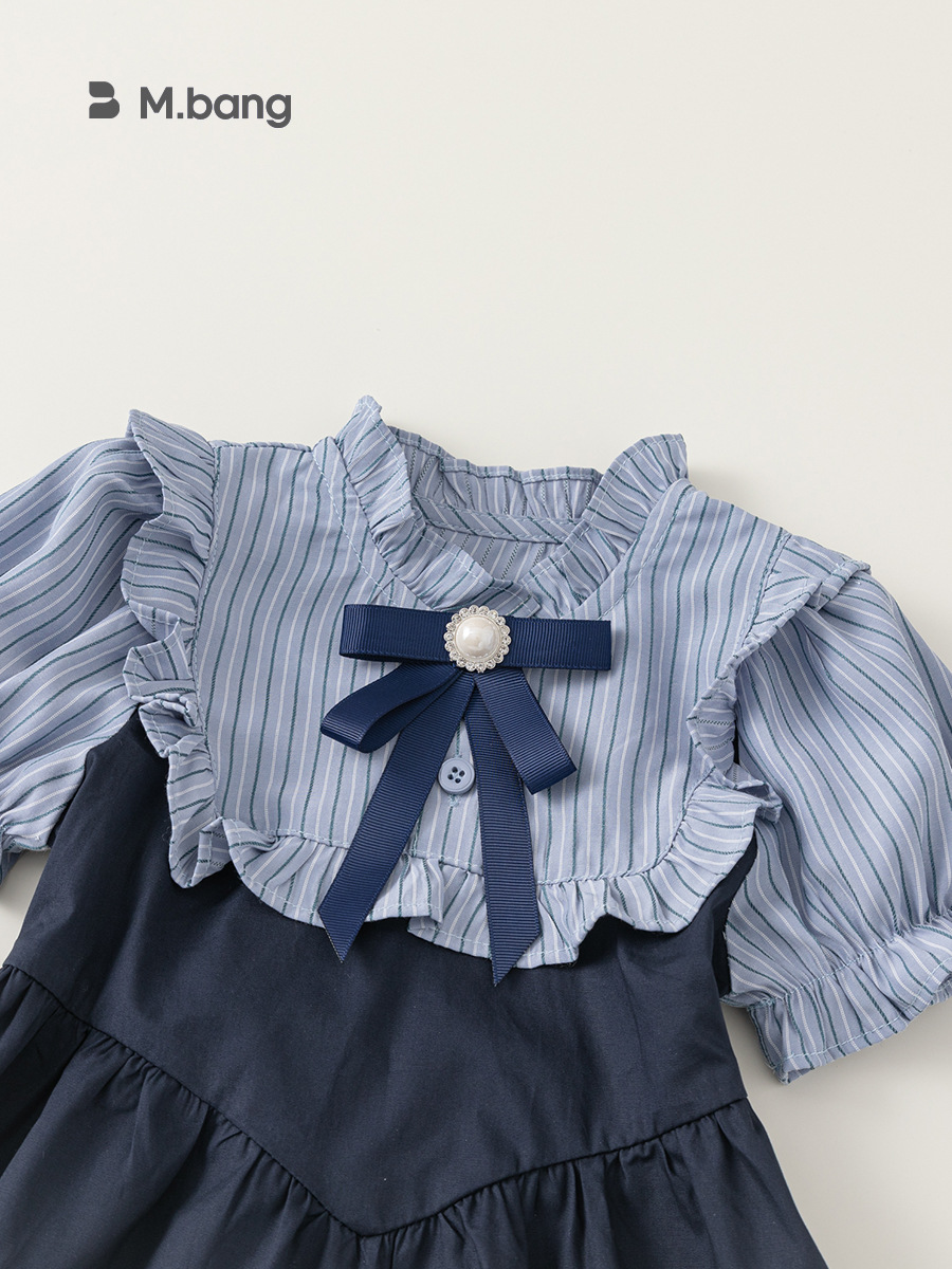 Youbao Children 's Clothing Girls Line Clothing Summer Academy style children' s fake two shirt dress Short Sleeve baby falda