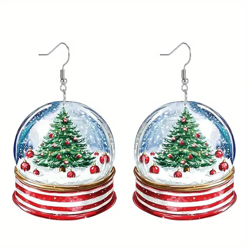 クロスボーダー热い贩売クリスマスツリースノーフレーククリスタルボールアクリルイヤリング漫画クリエイティブデザインお友达にプレゼントイヤリング|undefined