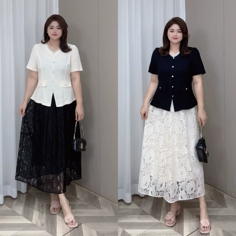 Summer lace skirt, fitted, plus size