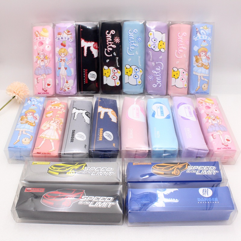 Estuche para lápices BST de doble capa y múltiples compartimentos - Tela Oxford - Diseño cartoon unisex - Gran capacidad