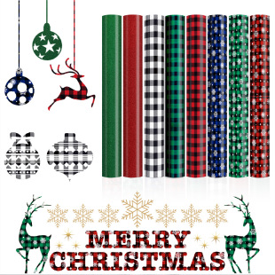 Xinfang Embroidery Christmas Snowflake Plaid Lettering Film Vinyl Htv Heat Transfer Film Pu Heat Transfer Printing Heat Transfer Lettering Film