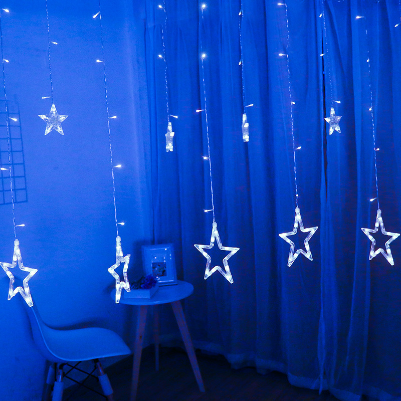 LED luz solar cadena control remoto de cinco puntas estrella cortina decorativa luz Festival de Navidad batería interior USB Star Light