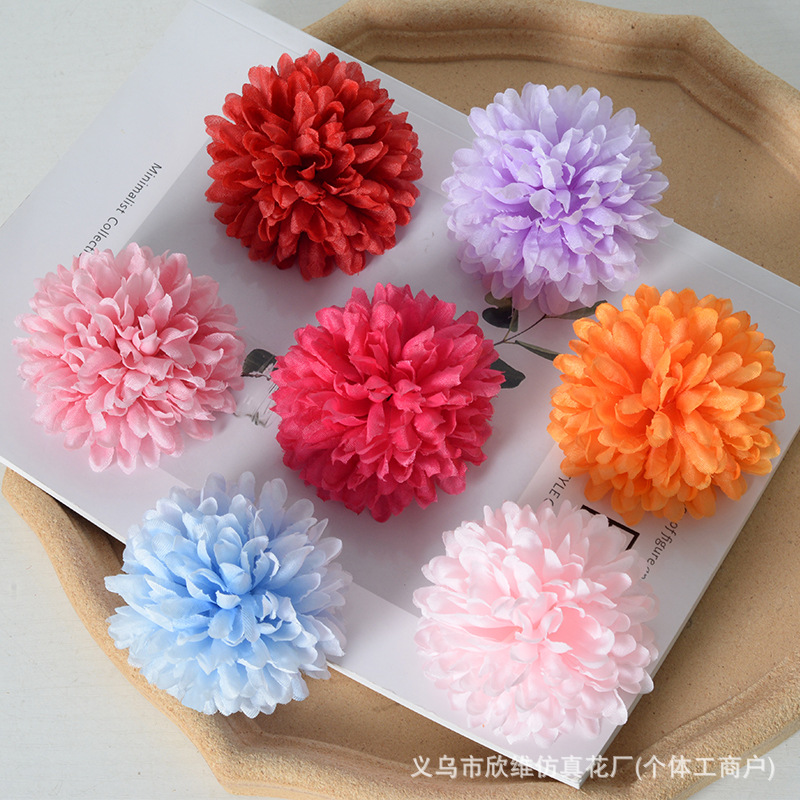 Flores de ping-pong DiDi material cabeza de flor sombrero de soltero chino diente de león adornos de cabello flores de ping-pong crisantemo cabeza de simulación de flores