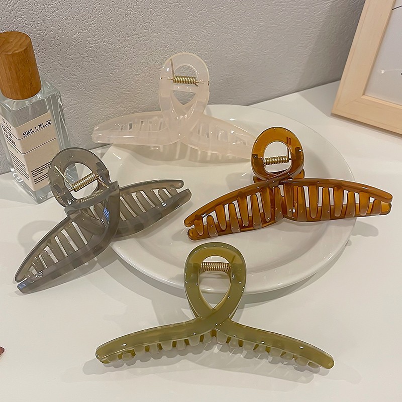 Elegante temperamento tocadillo de gran tamaño agarrar pinzas de cabello acrílico cabeza de mujer agarrar pinzas de cabello nuevo verano