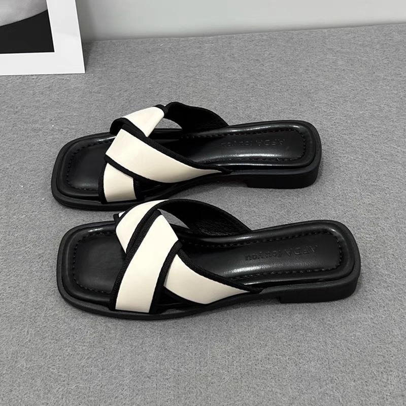 High-looking Slippers for Women's Summer Outer Wear 2023 New Indoor Flats-soled ins Cross Beach Slippers for Women High-looking Slippers for Women's Summer Outer Wear 2023 New Indoor Flats-soled ins Cross Beach Slippers for Women