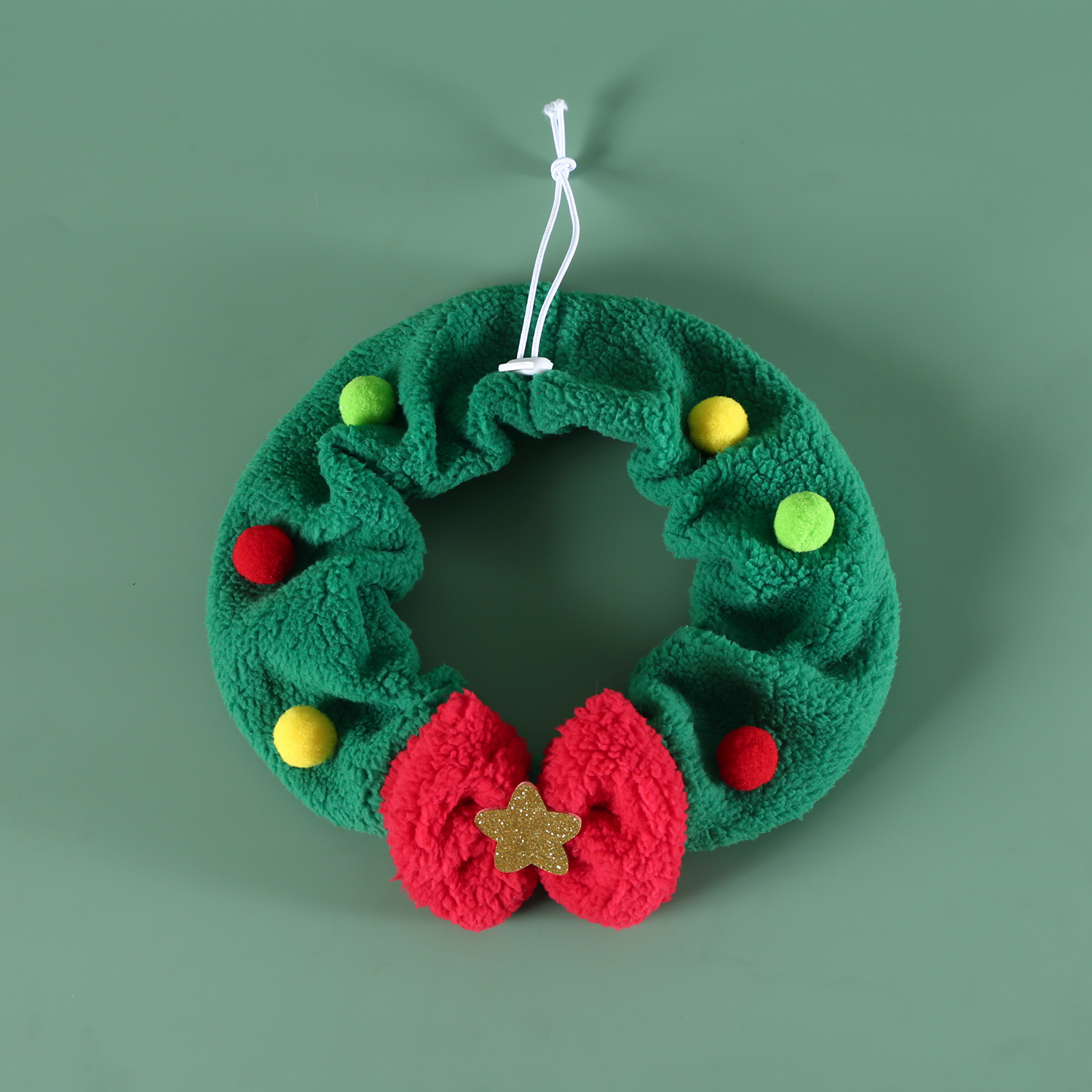 2025 Pet Christmas Set felpa estrella de cinco puntas gato cachorro lazo babero sombrero capucha cálido comercio exterior