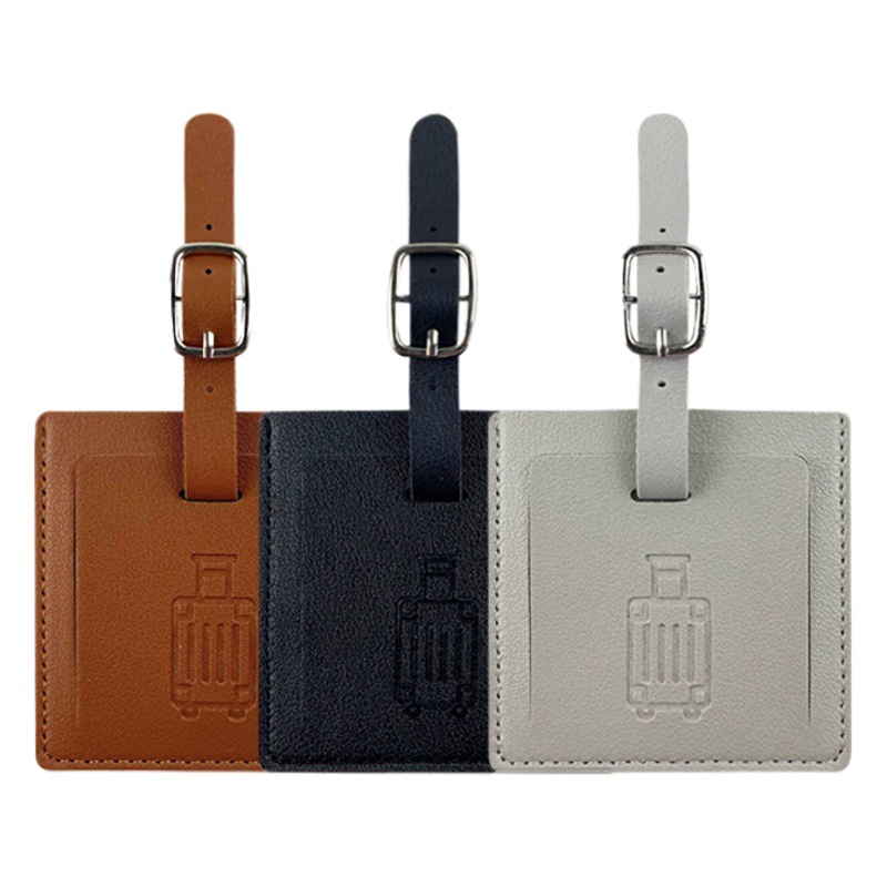 Cross-border in stock Multicolor PU Leather Luggage Tag Square Leather Luggage Tag Punched Hanging Rope Boards
