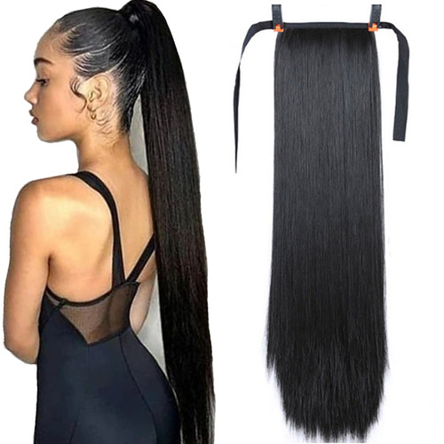32-inch long straight hair foreign trade high temperature wig ponytail hair extensions for women with long hair straps ponytail braid wig pieces