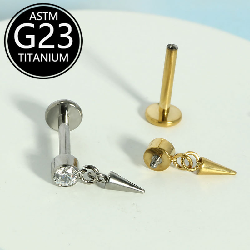 Pointed titanium steel lip stud product view