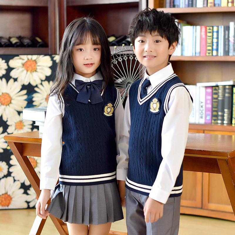 英伦学院风校服儿童幼儿园园服春秋款男女童装毛衣背心小学生班服