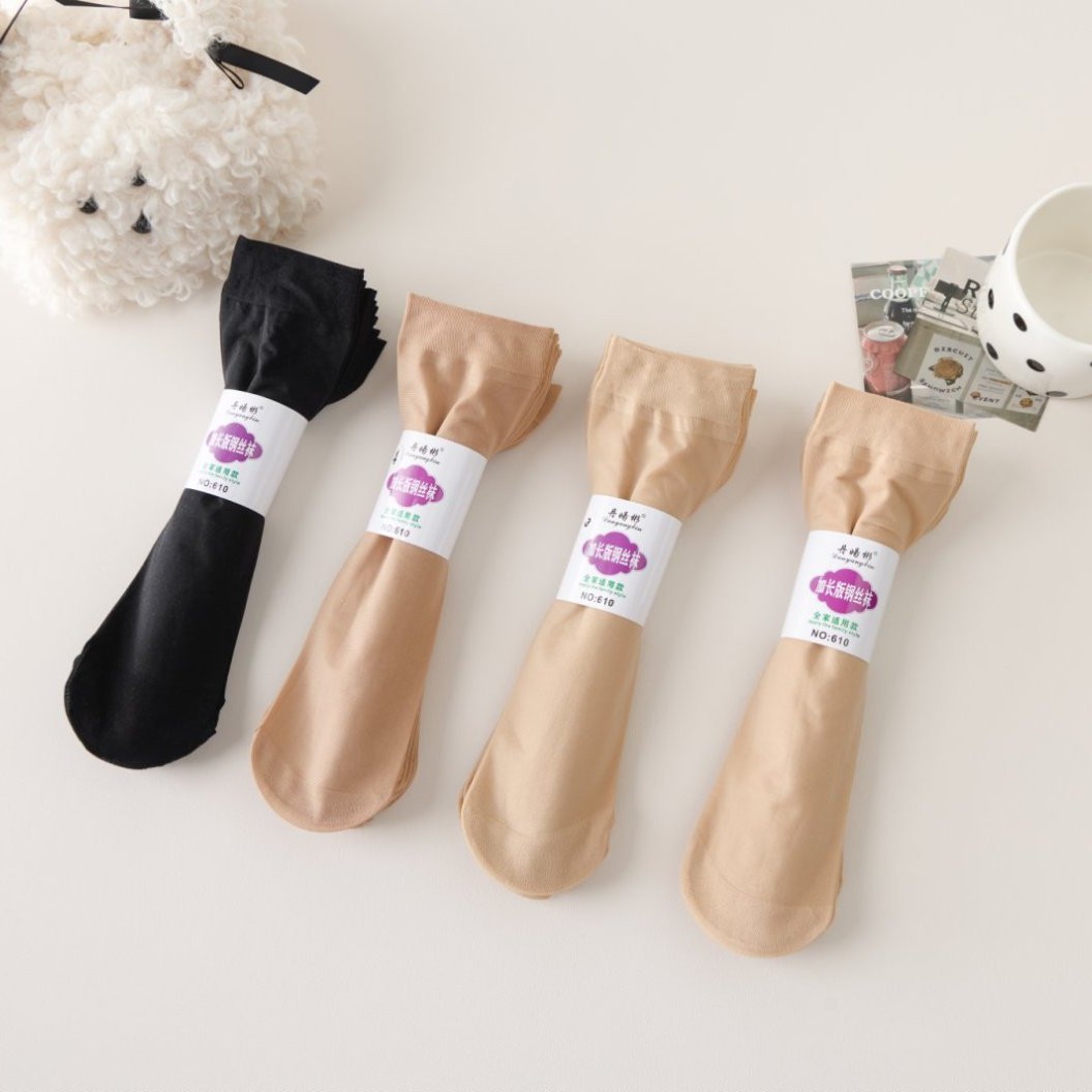 Anti-snag silk mask steel stockings women's summer thin non-snag silk reinforcement durable short socks short tube socks mother socks