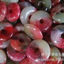 玉器平安扣鸡血石款桃花玉玉器玉石批发
