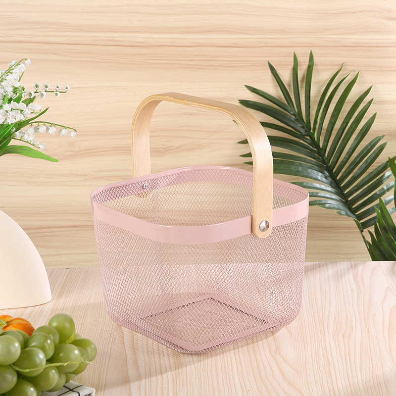 1051g Weight Storage Basket Storage & Cleaning 1 Piece Quantity Wood, Metal Material Color Block Pattern Nordic Style, Simple Style Style Multicolor Color Nordic Style Simple Style Color Block Wood Metal Storage Basket 8