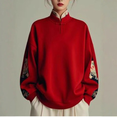 新しい中国式の婦人服の国風は赤い服のコートの女性の秋冬2025年の新年の爆発的なファッションの洋風の上着を合わせます。