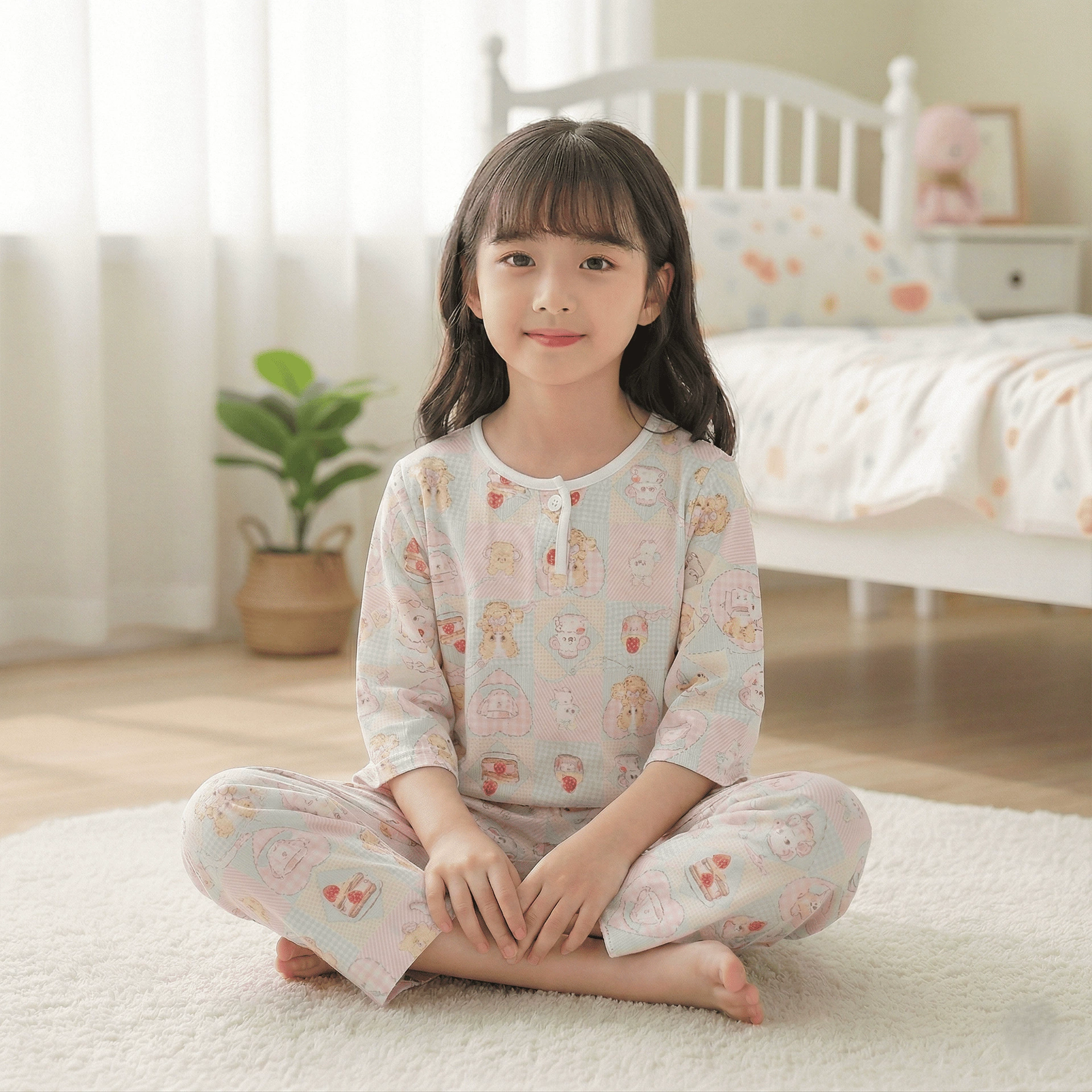 Children's summer pajama for boys — thin long-sleeve, multiple prints, sizes for heights 60–155 cm