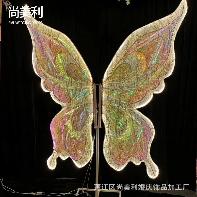 Fábrica de Shangmeili al por mayor accesorios de boda decoración de alegría de boda accesorios de decoración arte de hierro iluminación de mariposa lámpara de guía de carretera
