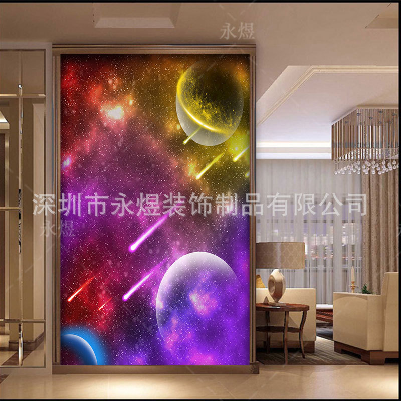 玄关过道宇宙星空墙纸宾馆顶棚壁画网红个性酒店KTV包厢天顶壁纸