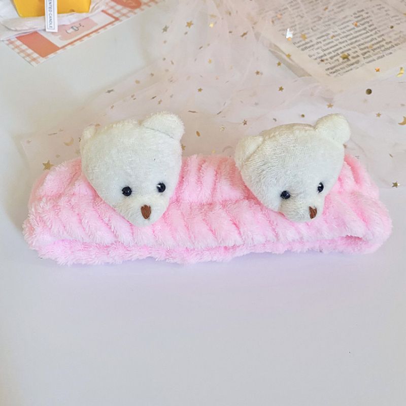 Corea del Sur tridimensional de dibujos animados muñeca de felpa lavado de cara banda de pelo lindo oso diadema hembra borde ancho maquillaje accesorios para el cabello tocado