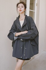 oversize工装风衣外套女春秋显瘦2025新款短款小个子小众感时尚