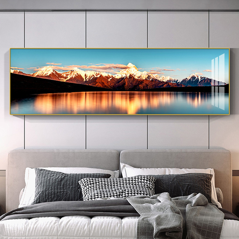新款日照金山沙发背景墙装饰画背靠金山客厅壁画夫妻主卧床头挂画|undefined