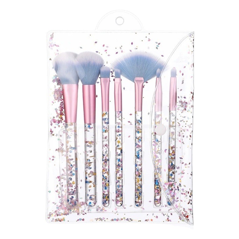Venta directa de fábrica 7 unids cristal transparente lentejuelas partículas manejar maquillaje cepillo traje arenas movedizas líquido partículas lentejuelas