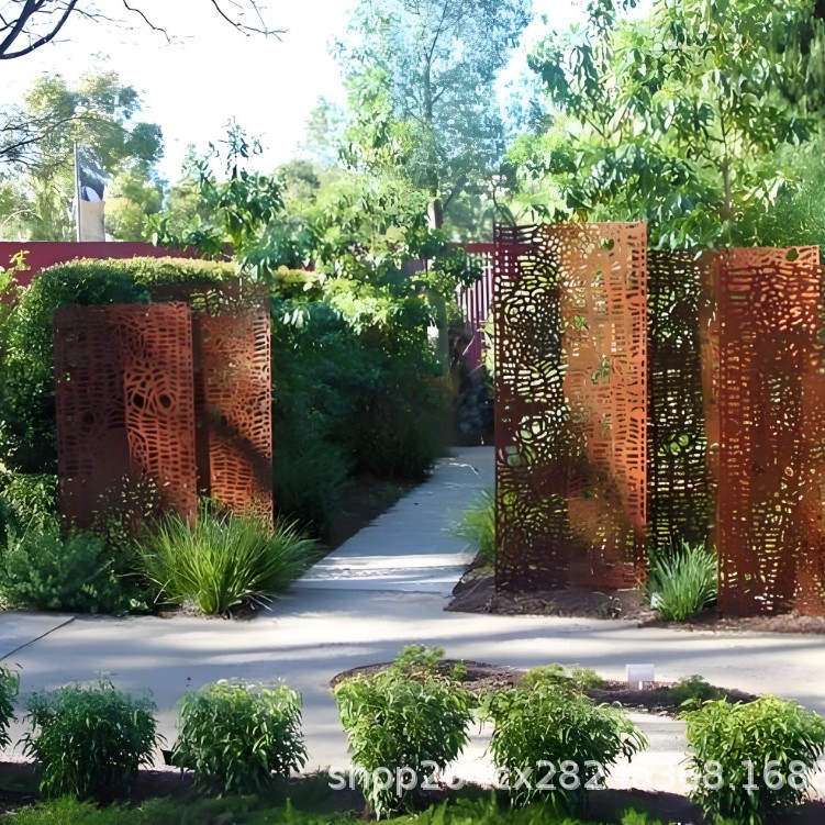 批发铁锈色耐候钢板景墙景观园林创意幕墙隔断屏风耐候钢