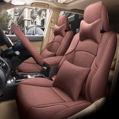 Modelə uyğun (Original) oturacaq örtükləri — Linen Seat Cover Full - brown-deluxe-version-2011-2024-five-seats-2-row5seats-model-onl