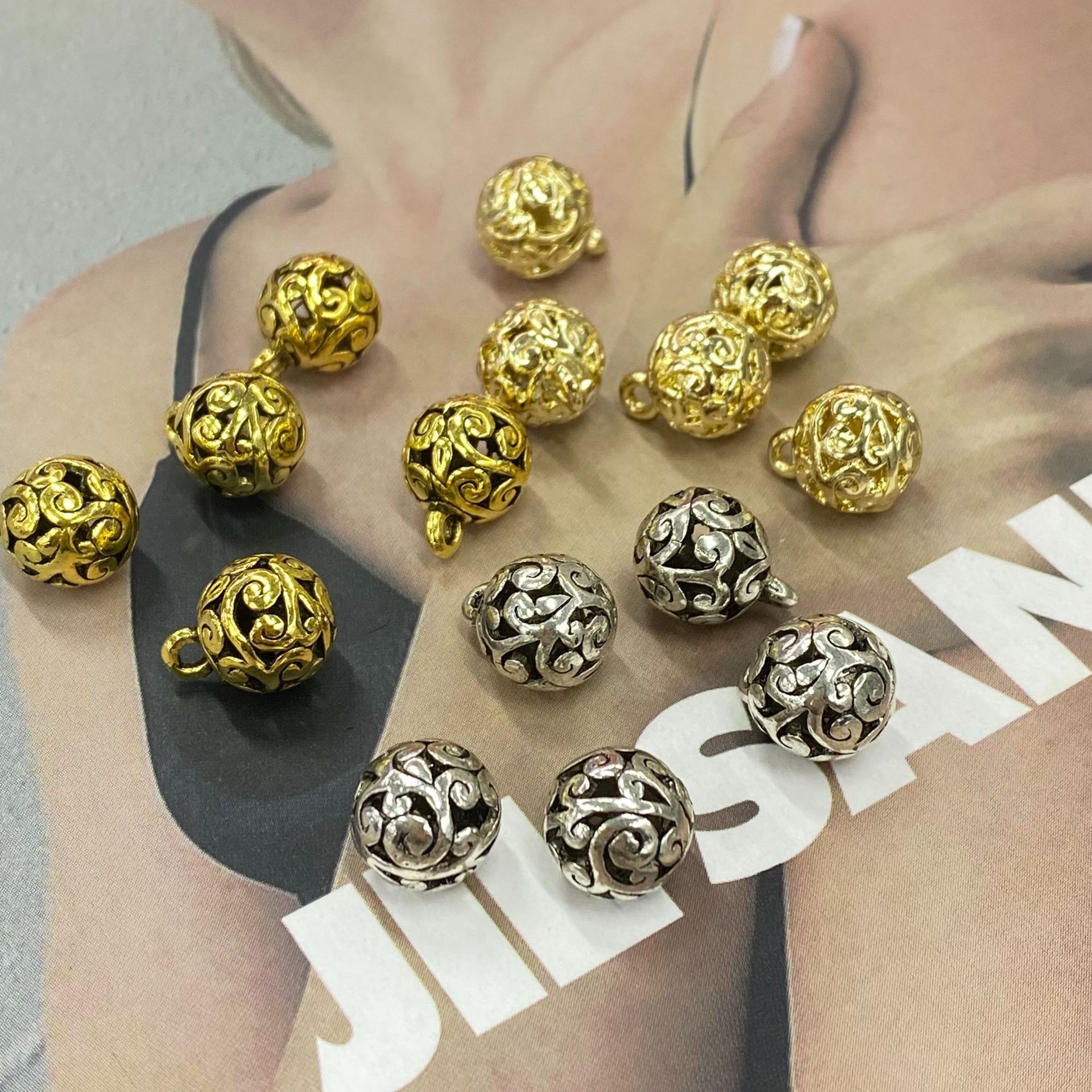 珠子镂空球体服装辅料中式民族风中国风钮扣纽