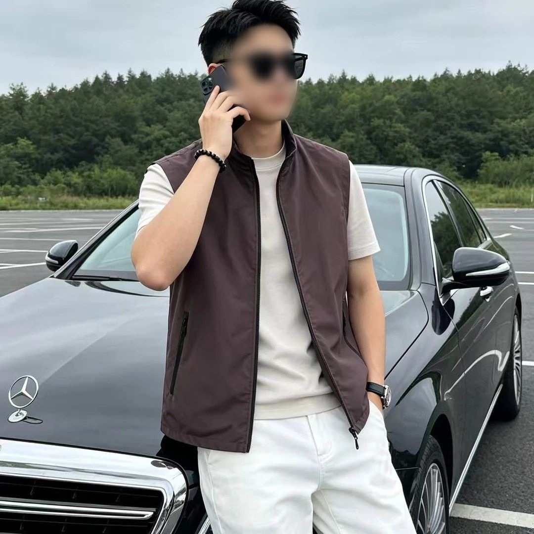 男士立领双面马甲时尚百搭老钱风商务休闲通勤无袖坎肩修身秋季