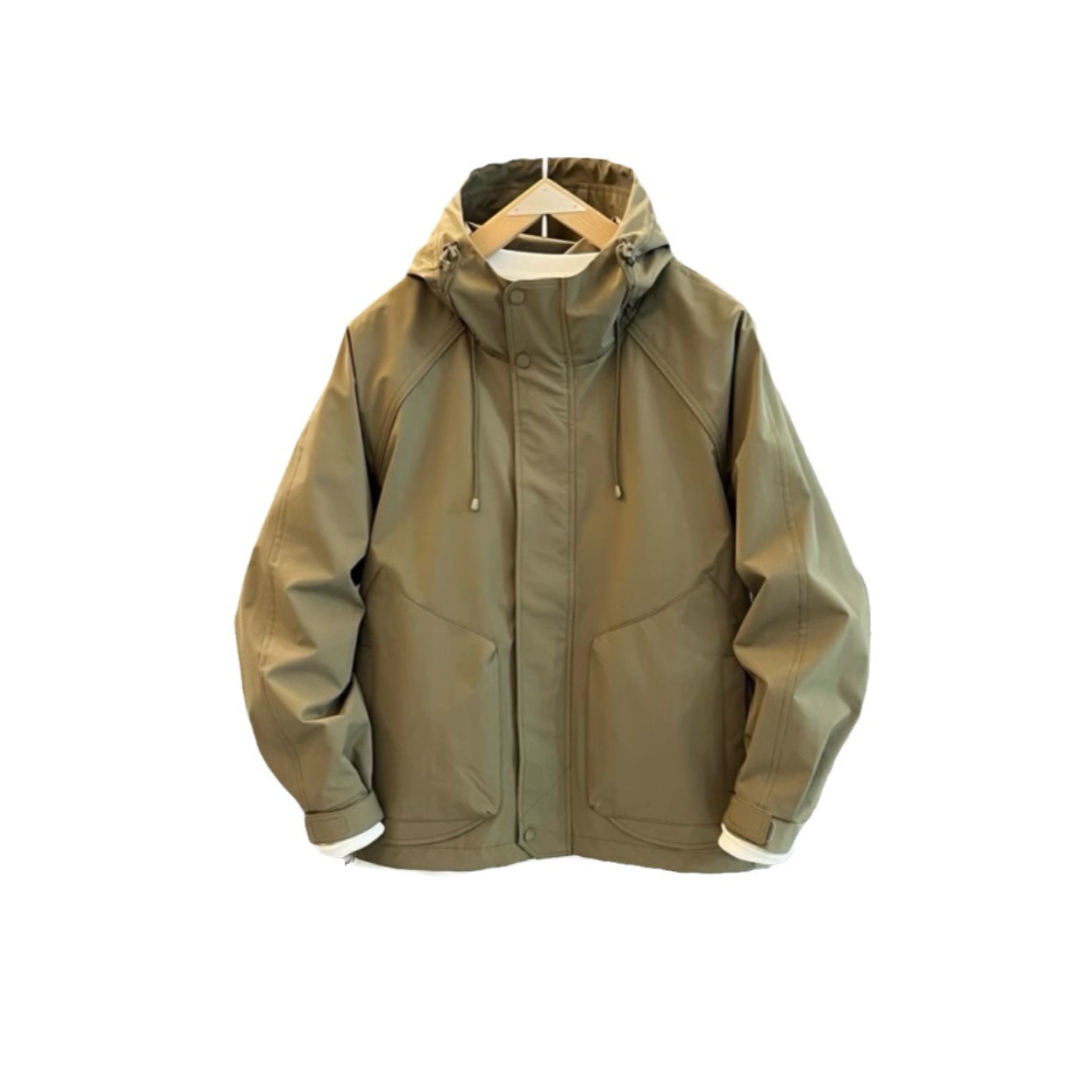 Spring and Autumn jacket, men's windproof top, solid color hooded fashion, new casual loose workwear trend_voghion.com