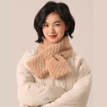 纯色懒人交叉毛领围脖护颈毛毛围巾女款2026新款冬季加厚防寒保暖