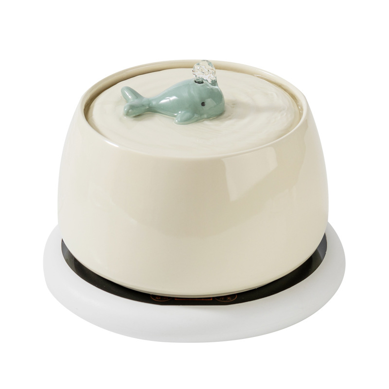 Cerámica gato circulante automático filtro dispensador de agua para mascotas flujo silencioso gato tazón alimentación de agua viva