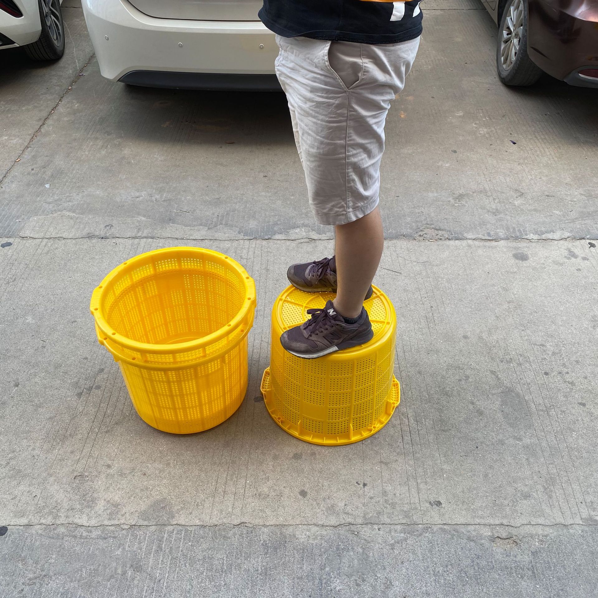 供应加厚塑胶圆型虾萝周转筐 白色水产镂 新料加厚虾萝水产筐