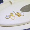 Classic mosquito coil, ear clips, earrings from pearl, handmade, silver 925 sample, no pierced ears