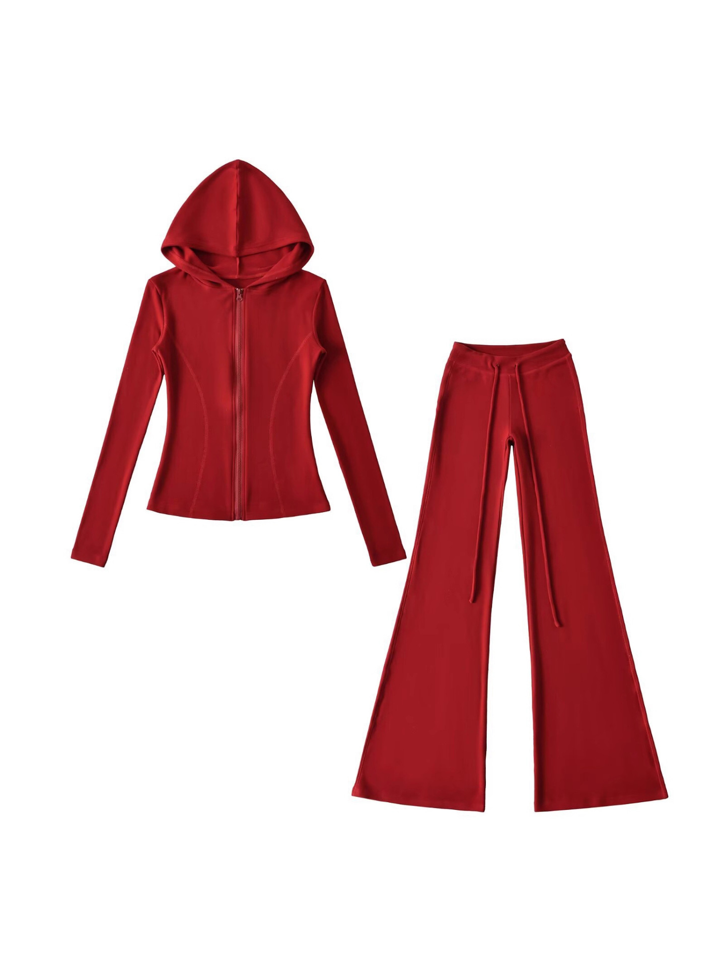 Fleece Zipper Hoodie Slim Fit Cardigan Jacket with High Waist Dra