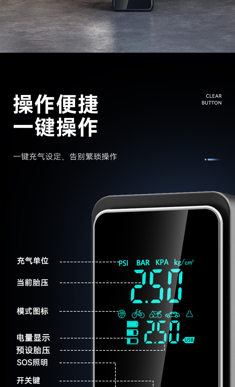 Car Air Pump Wireless Portable Digital Display Dual Pump High-Pressure Fast-Charging Tire Air Pump Car Motorcycle Inflator