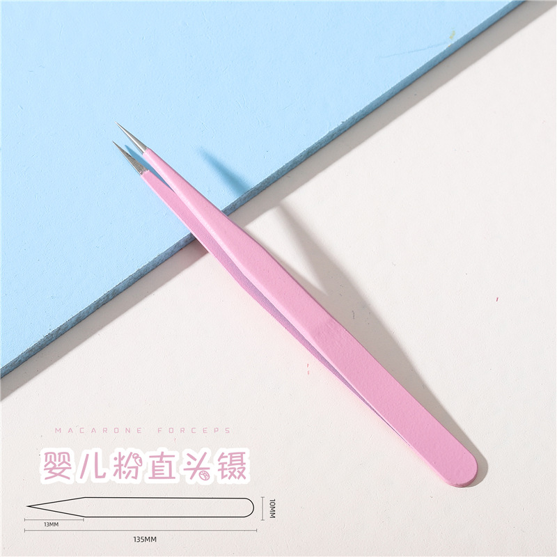 Herramientas de uñas codo pinzas rectas macaron color Antiestático de precisión mano cuenta pinzas de taladro herramienta clip