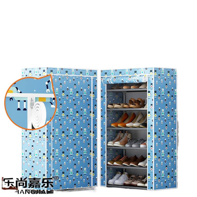 Estante de zapatos de tela de Oxford simple multicapa estante de almacenamiento multifuncional a prueba de polvo en la puerta del dormitorio estudiantil