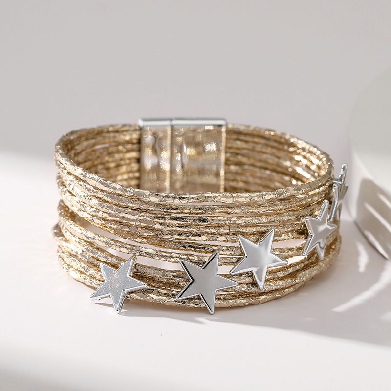 1 Pièce Rétro Star Faux Cuir Fait Main Femmes Bracelet display picture 14