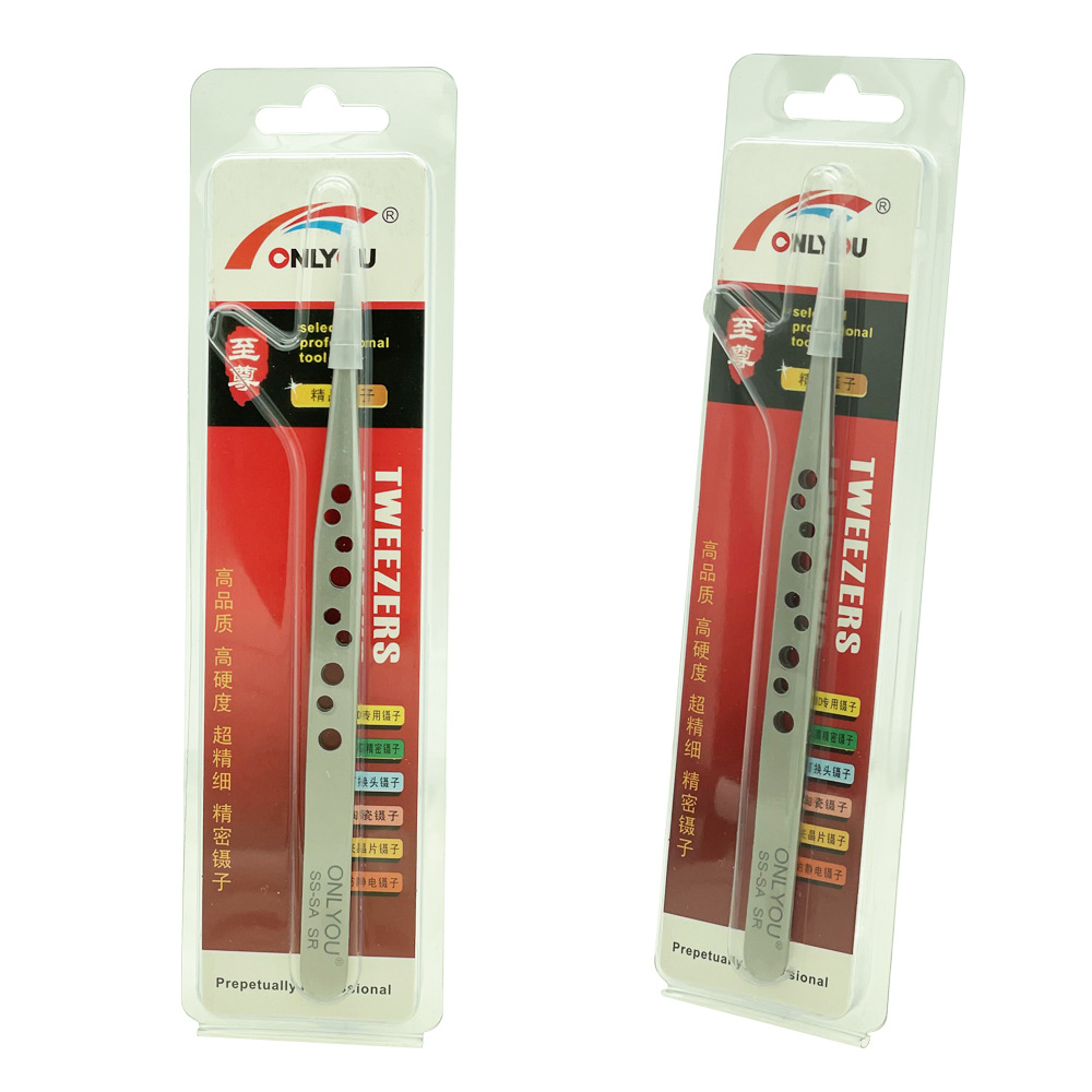 ONLYOU SS 34A 7-SA SR boutique pinzas de acero inoxidable esmerilado con agujeros antideslizantes pinzas de precisión antimagnéticas