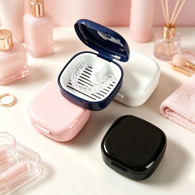 Washable and Drainable Retainer Case, Invisible Orthodontic Retainer Drainage Layered Portable Storage Box, Retainer Case Washable and Drainable Retainer Case, Invisible Orthodontic Retainer Drainage Layered Portable Storage Box, Retainer Case