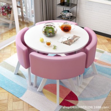Conjunto de mesa y sillas para recepción, mesa de negociación, mesa y sillas para recepción de tienda, mesa redonda pequeña de oficina, estilo empresarial