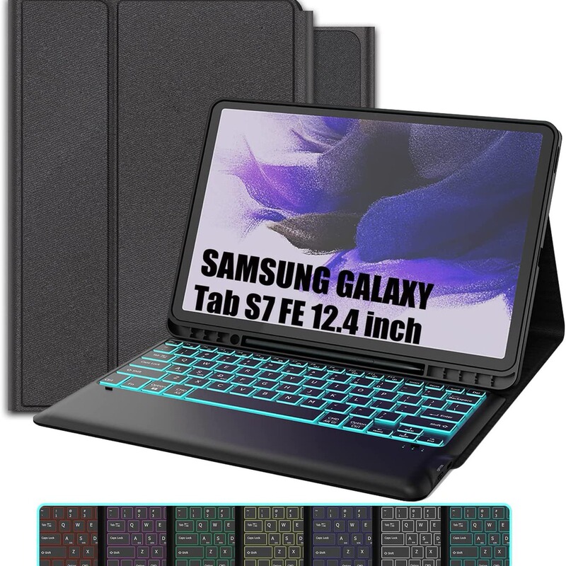 Suitable for Samsung Tabs8+/S7 Fe/S7+ 12.4inch Magnetic Keyboard Bluetooth Keyboard Case Samsung Magic Touch Feel